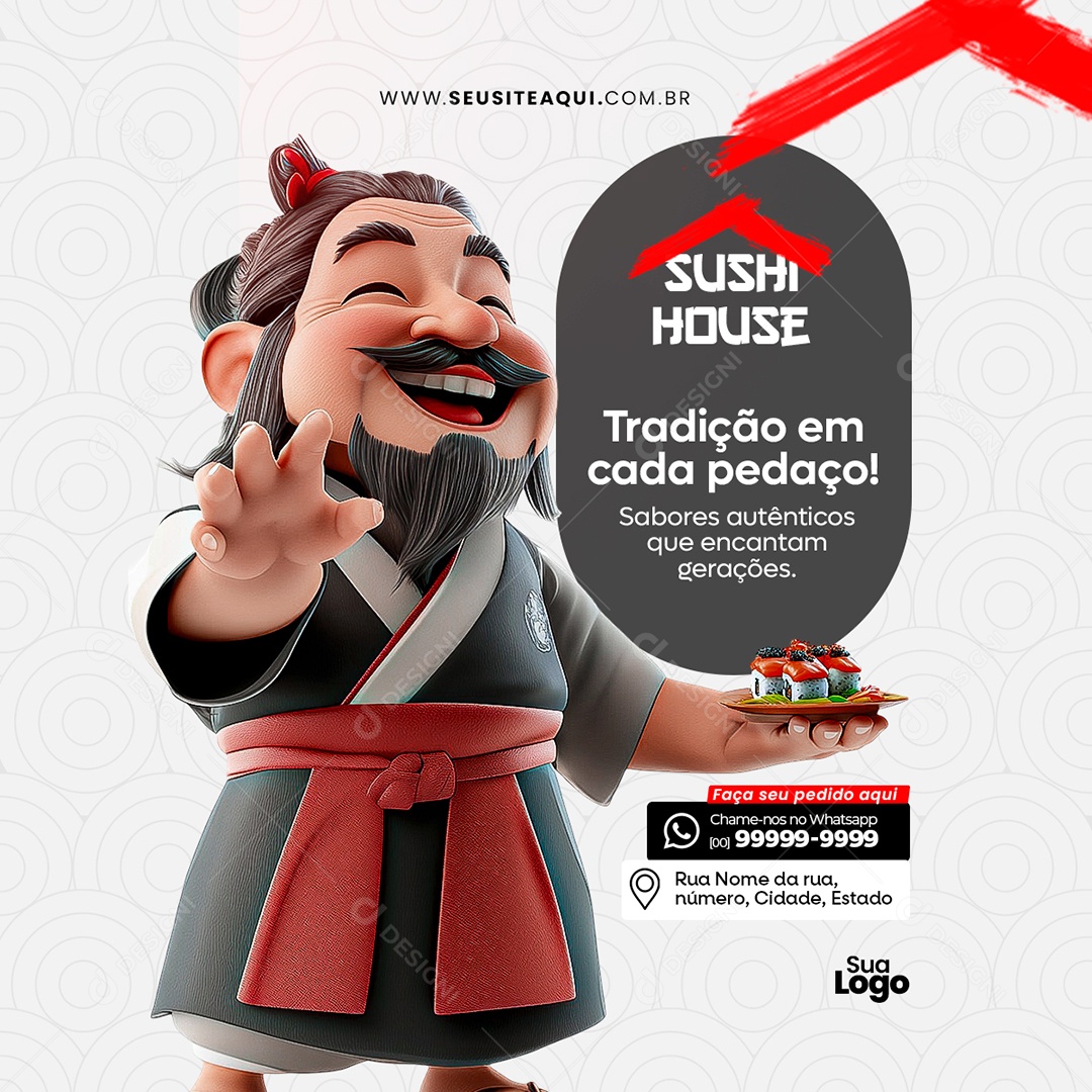 Restaurante Japonês Tradição Social Media PSD Editável