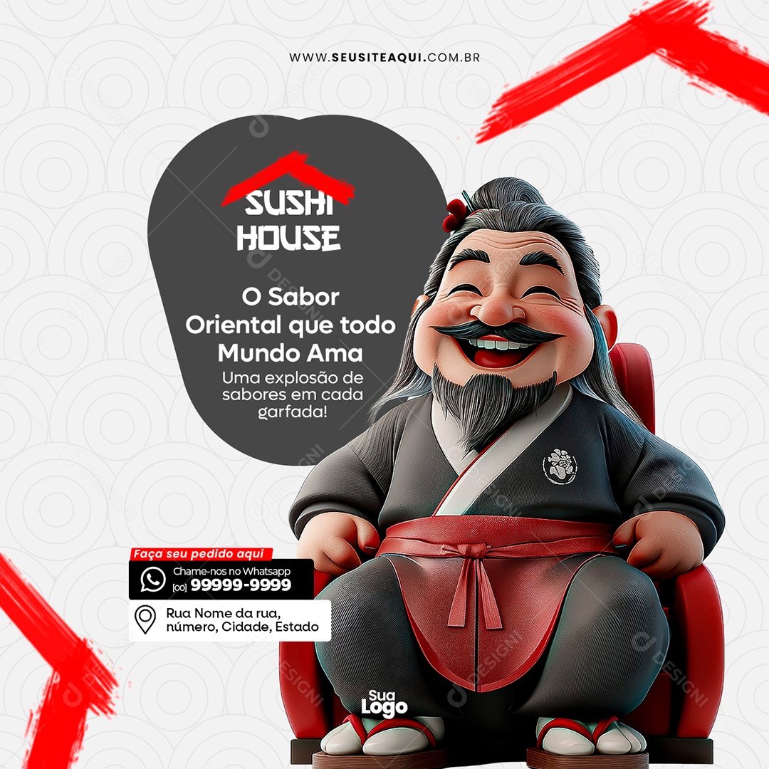 Restaurante Japonês Social Media PSD Editável