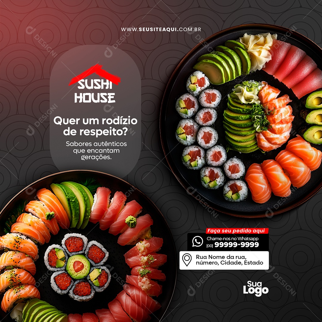 Restaurante Japonês Quer Um Rodizio Social Media PSD Editável