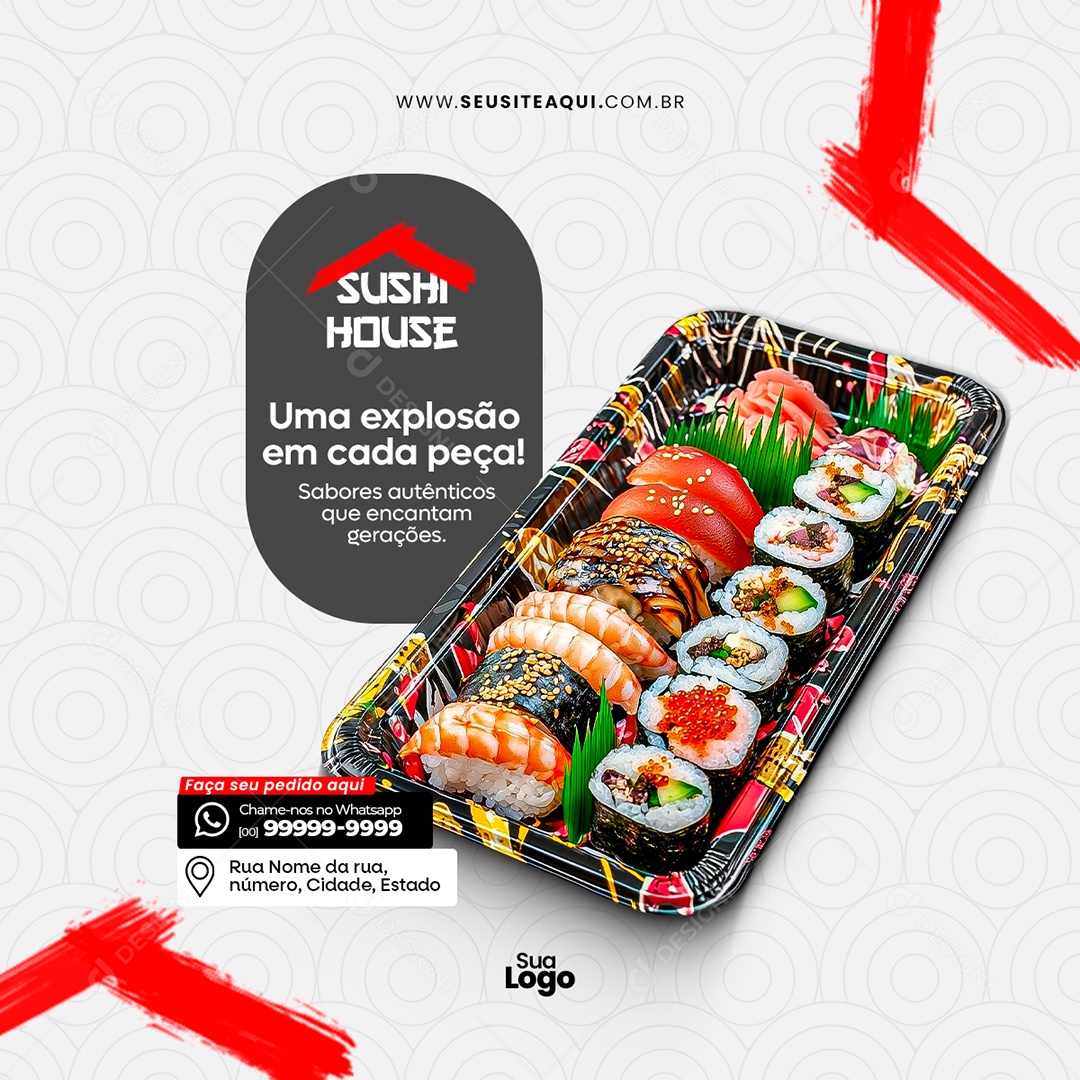 Restaurante Japonês Uma Exploção Social Media PSD Editável