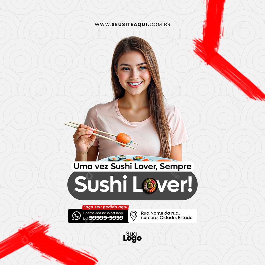 Restaurante Japonês Sushi Lover Social Media PSD Editável