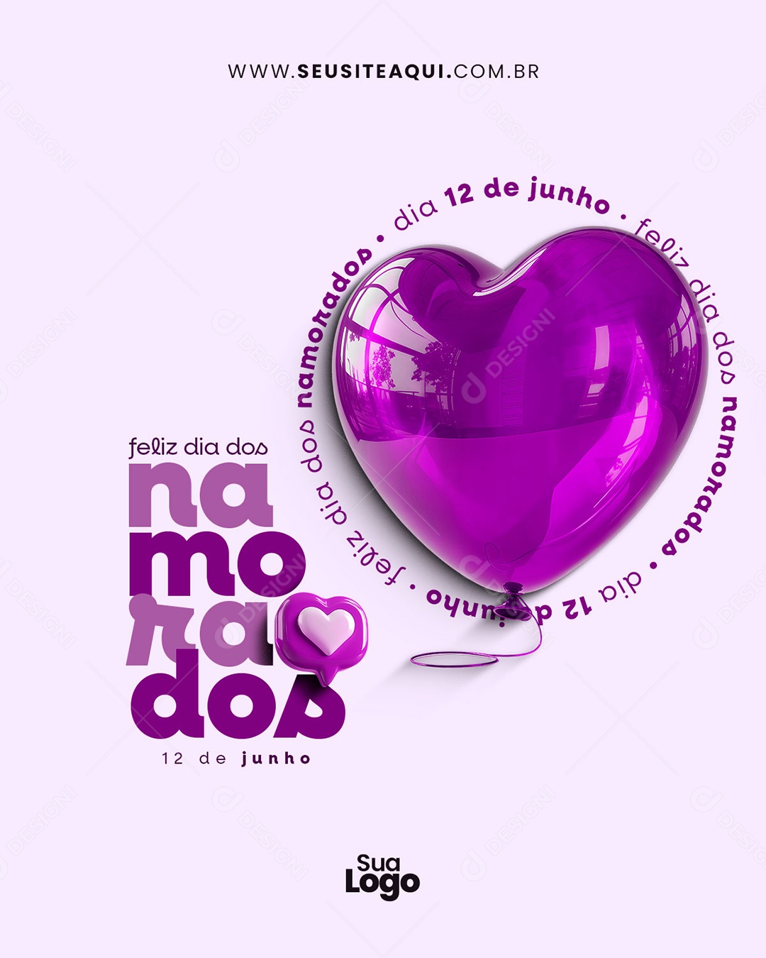 Feliz Dia dos Namorados 12 de Junho Social Media PSD Editável