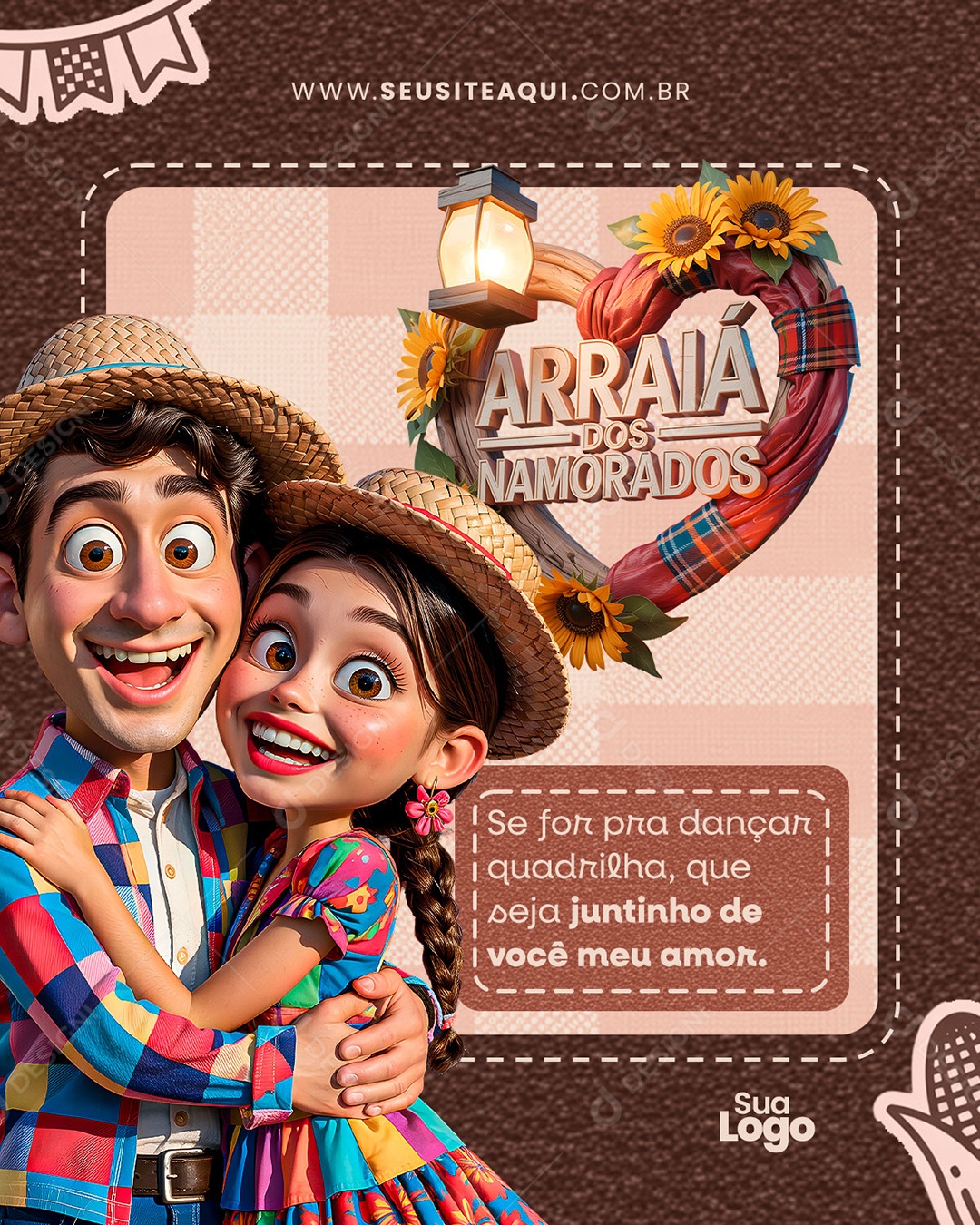 Feliz Dia dos Namorados 12 de Junho Social Media PSD Editável