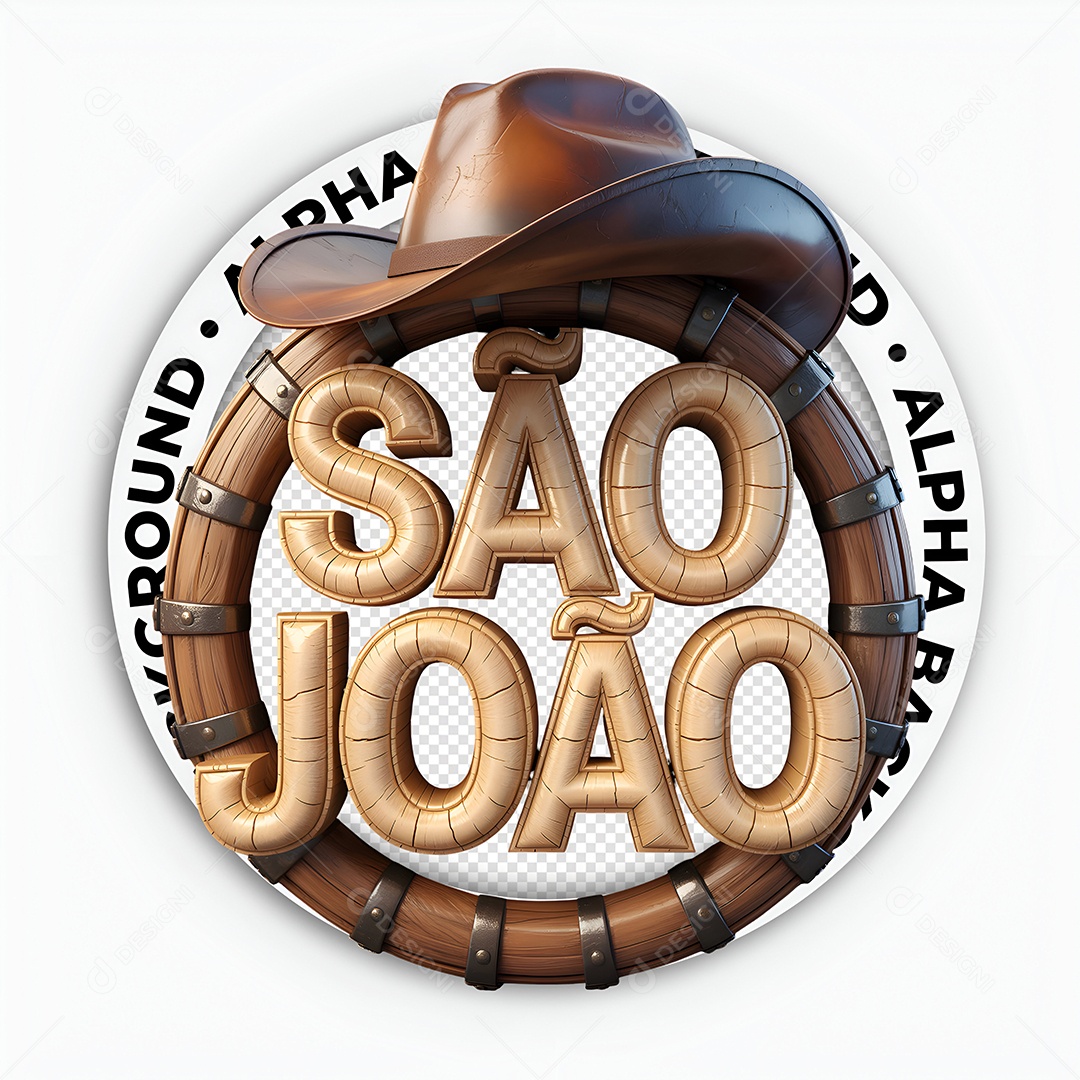 Arraia São Jão Selo 3D para Composição PSD