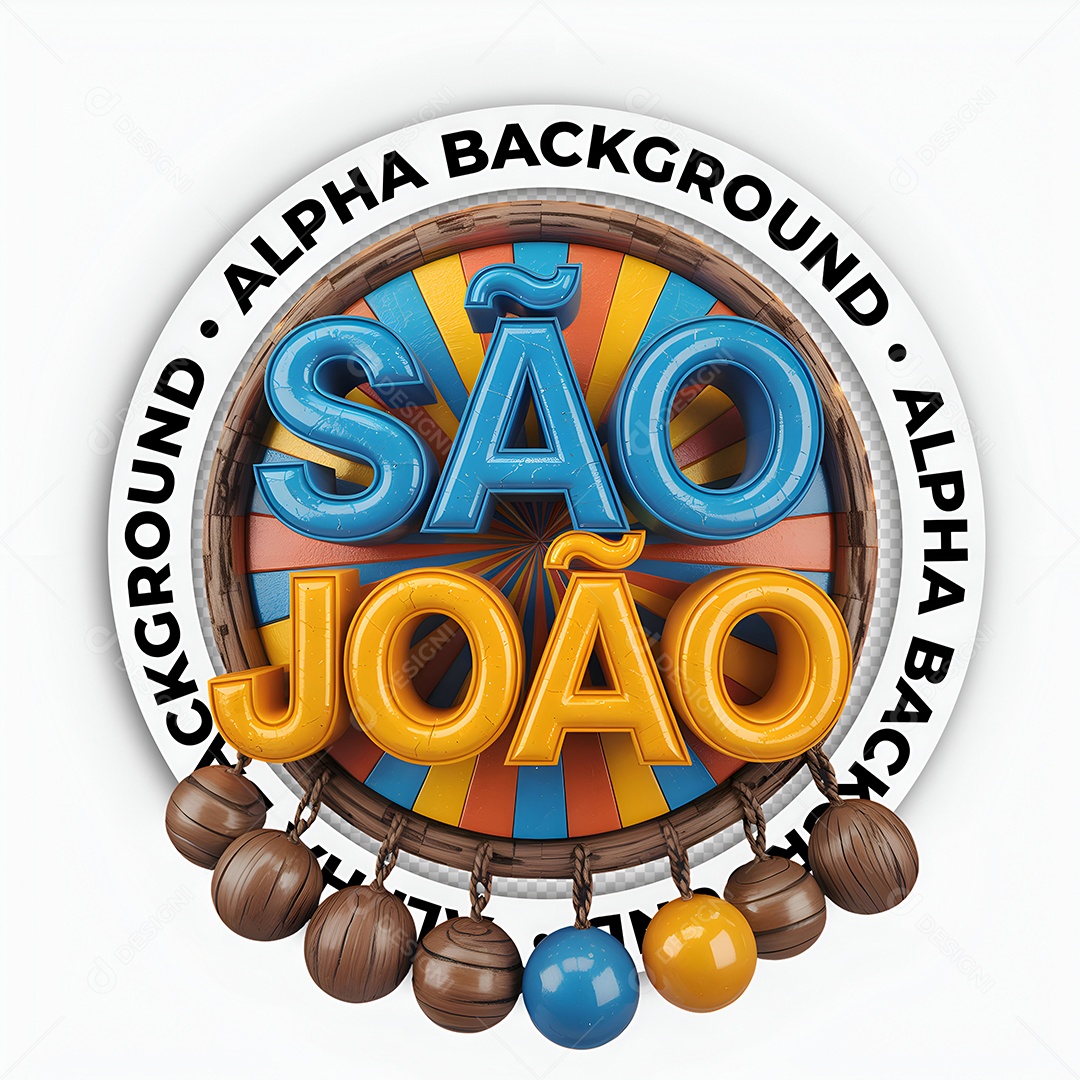 Arraia São Jão Selo 3D para Composição PSD