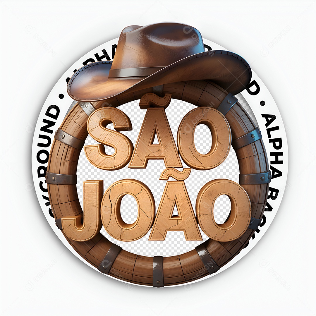 Arraia São Jão Selo 3D para Composição PSD