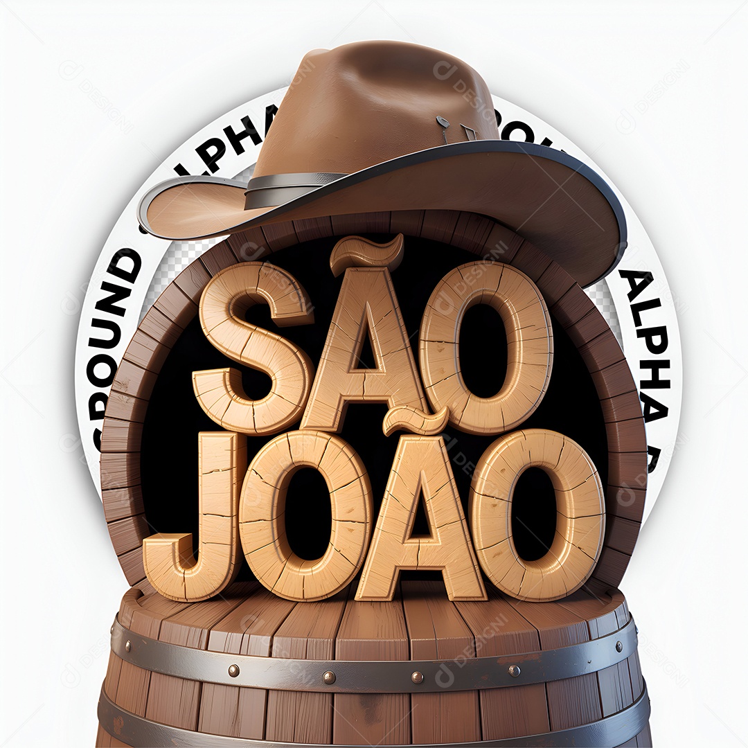 Arraia São Jão Selo 3D para Composição PSD