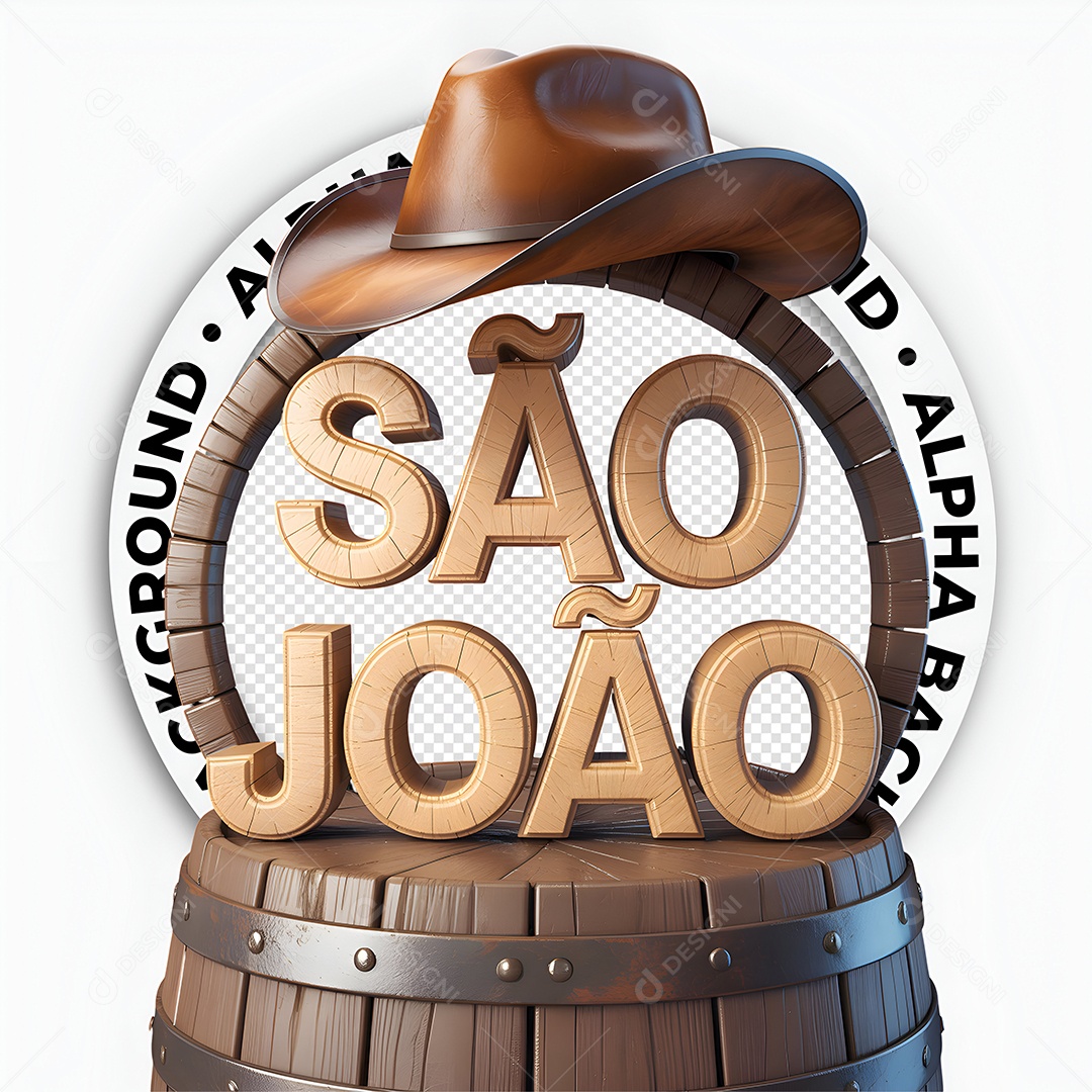 Arraia São Jão Selo 3D para Composição PSD