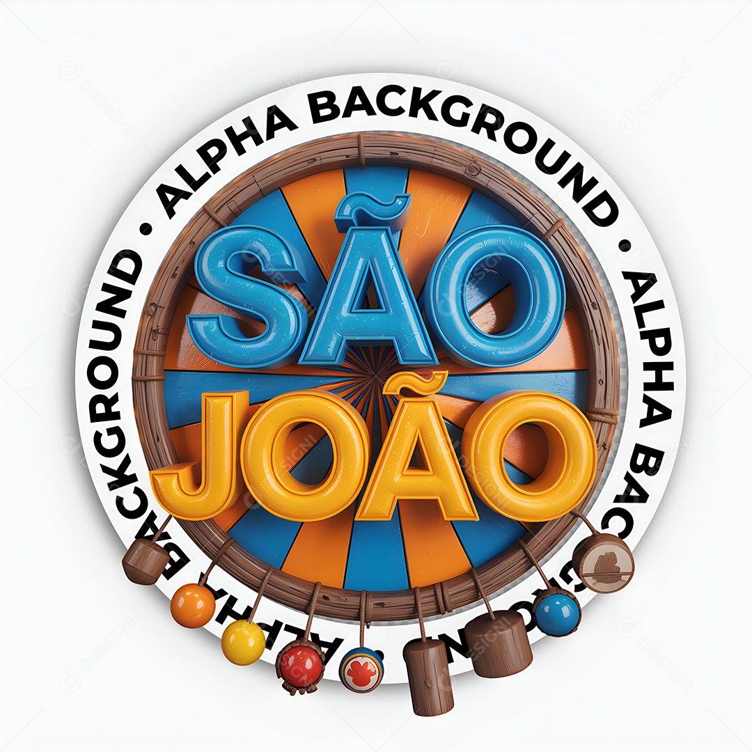 Arraia São Jão Selo 3D para Composição PSD