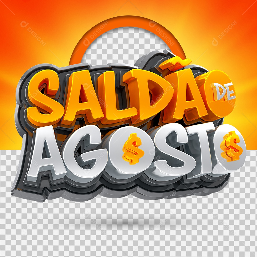 Selo 3D Saldão de Agosto Para Composição PSD