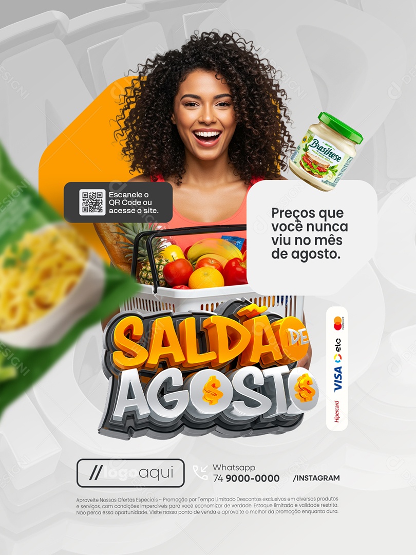 Saldão de Agosto Supermercado Social Media PSD Editável