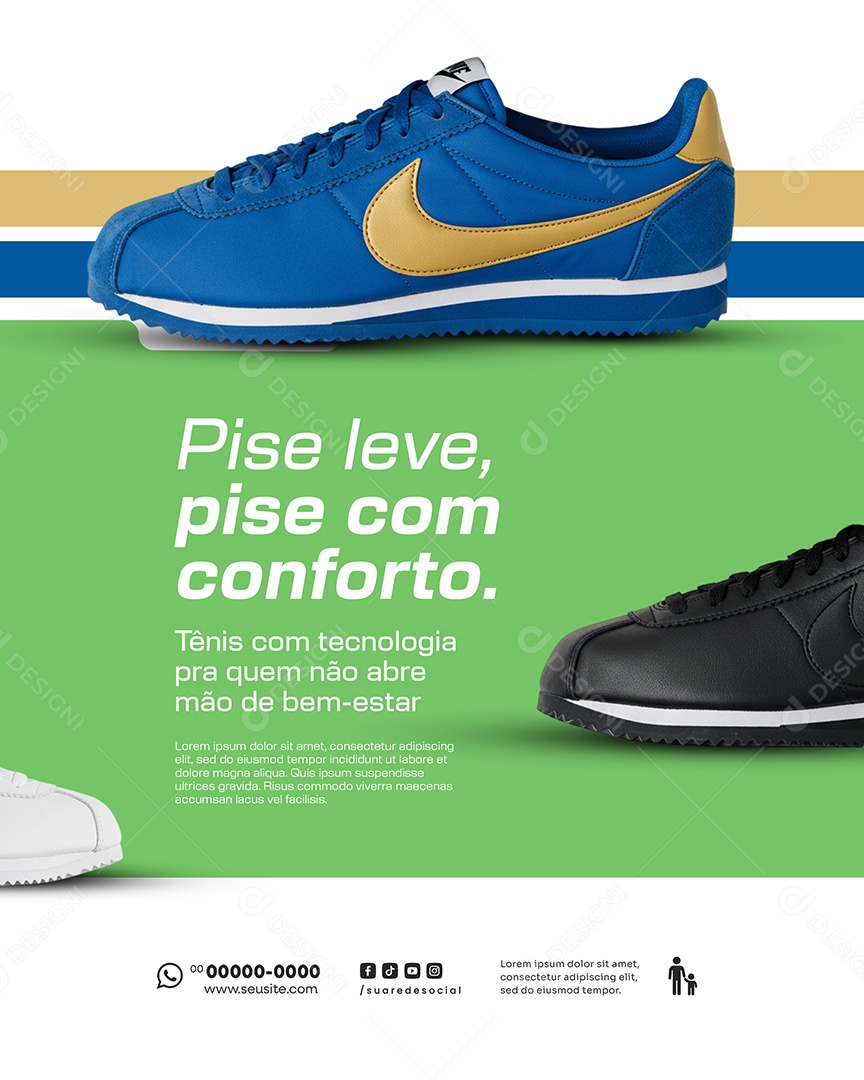 Loja de Calçados Pise Leve Pise Com Conforto Social Media PSD Editável