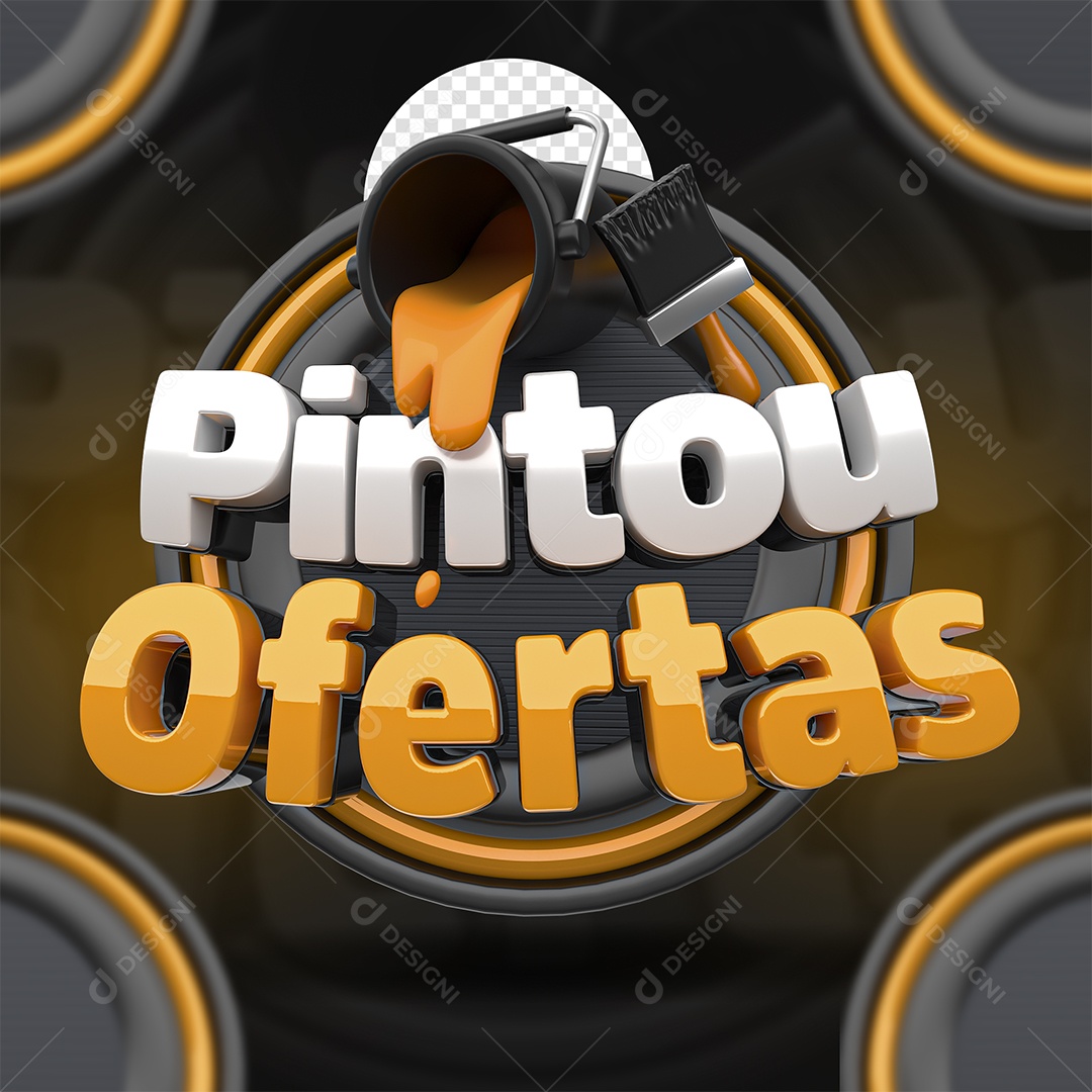 Selo 3D Pintou Ofertas Para Composição PSD