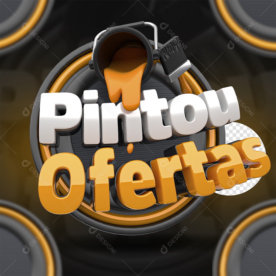 Selo 3D Pintou Ofertas Para Composição PSD