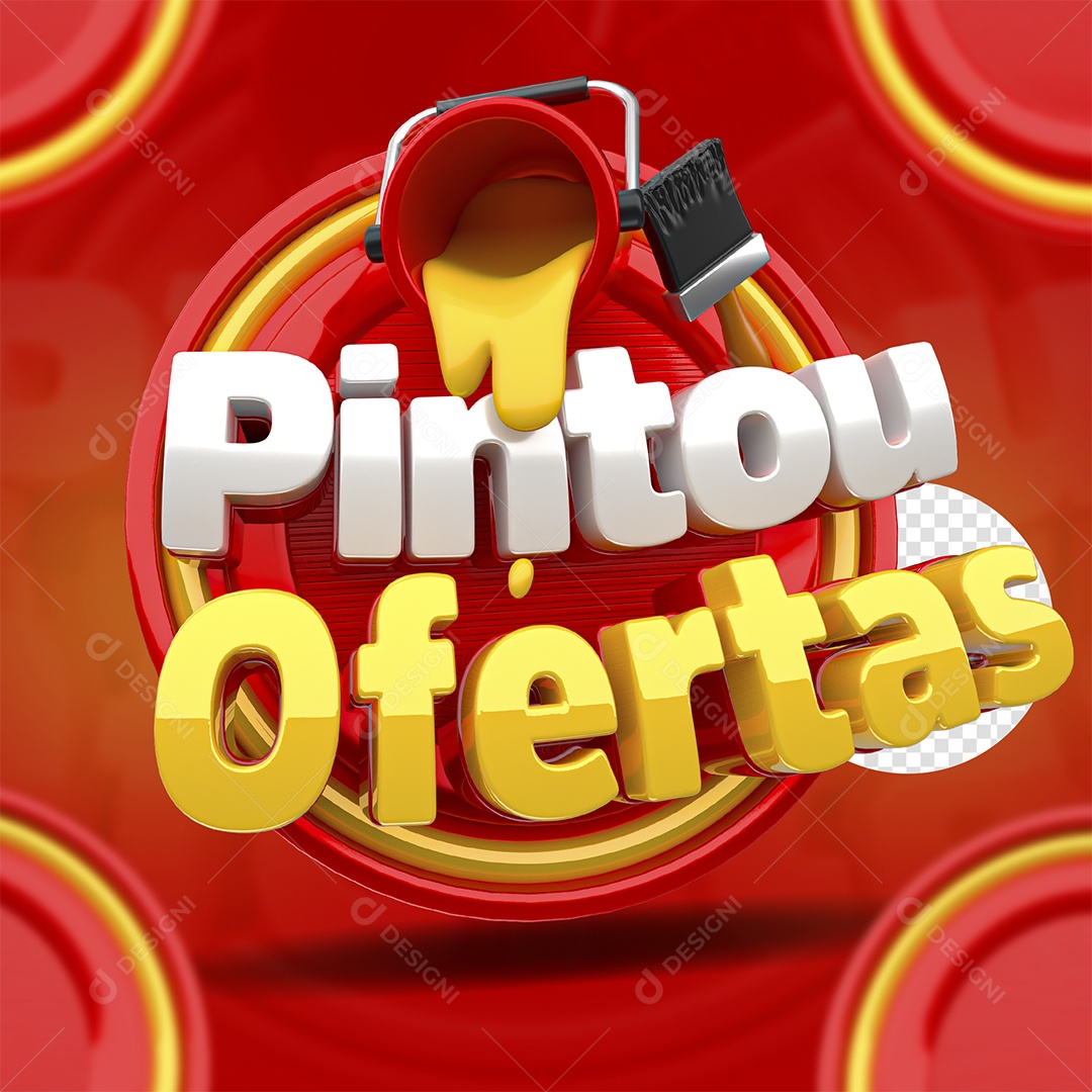 Selo 3D Pintou Ofertas Para Composição PSD