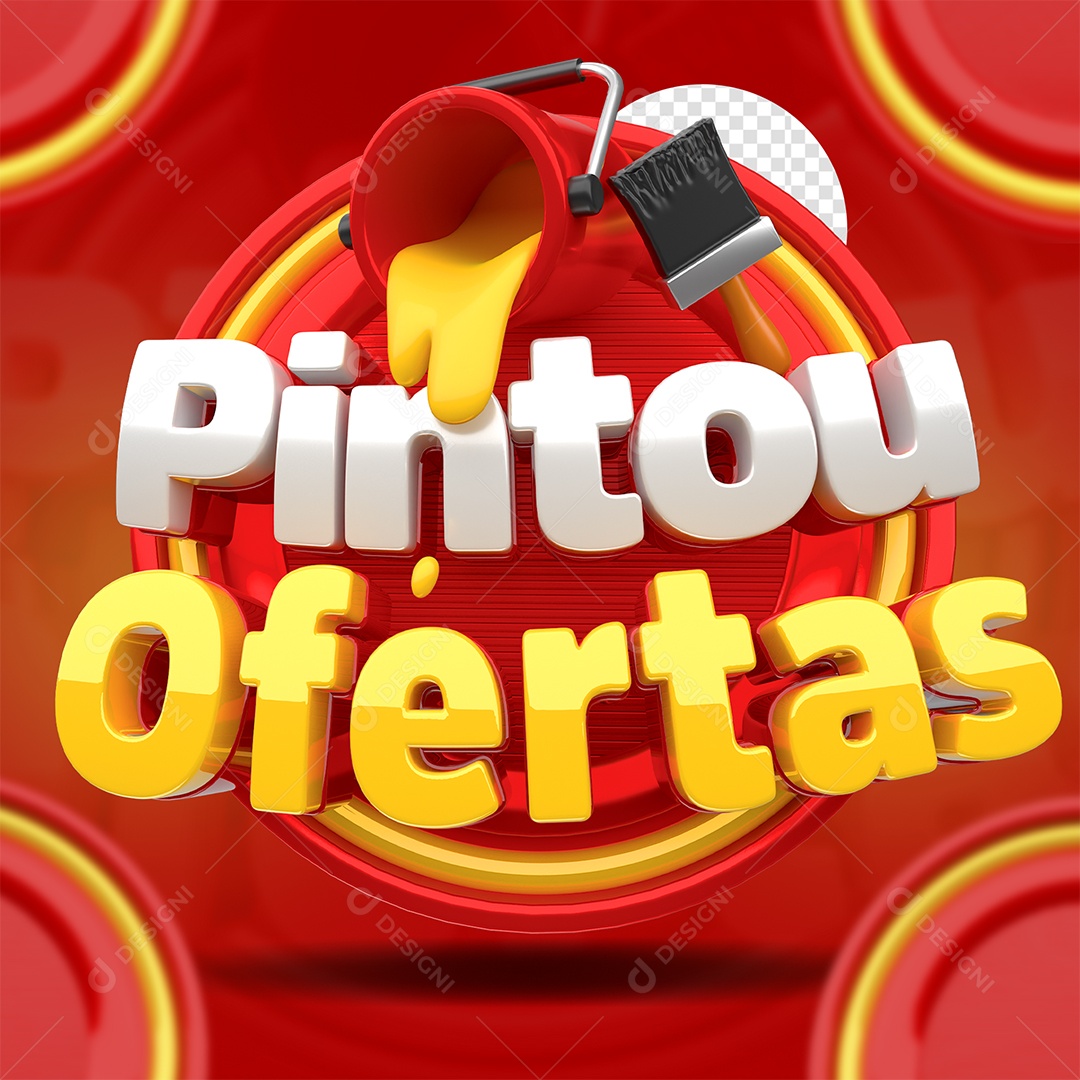 Selo 3D Pintou Ofertas Para Composição PSD