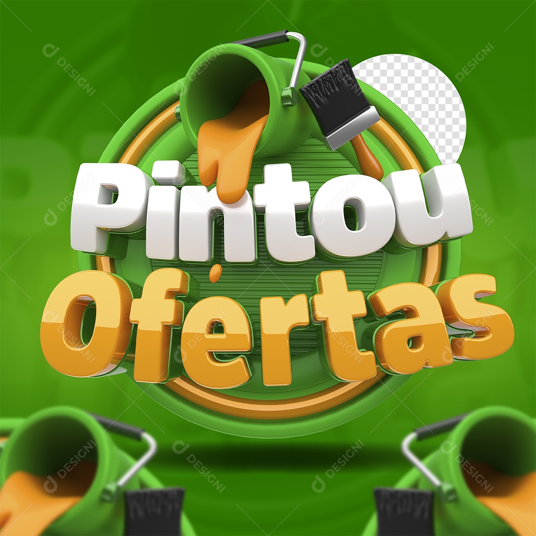 Selo 3D Pintou Ofertas Para Composição PSD