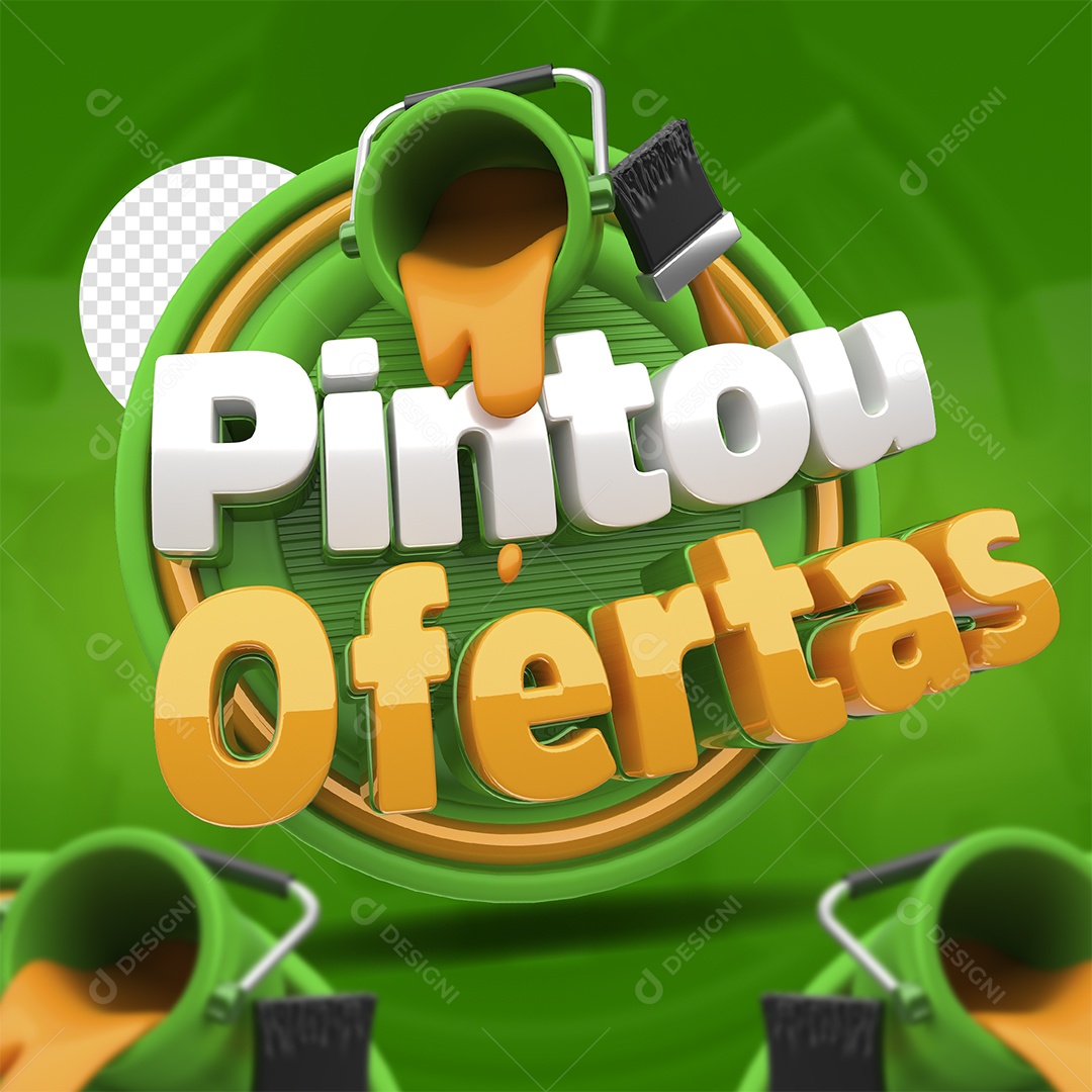 Selo 3D Pintou Ofertas Para Composição PSD