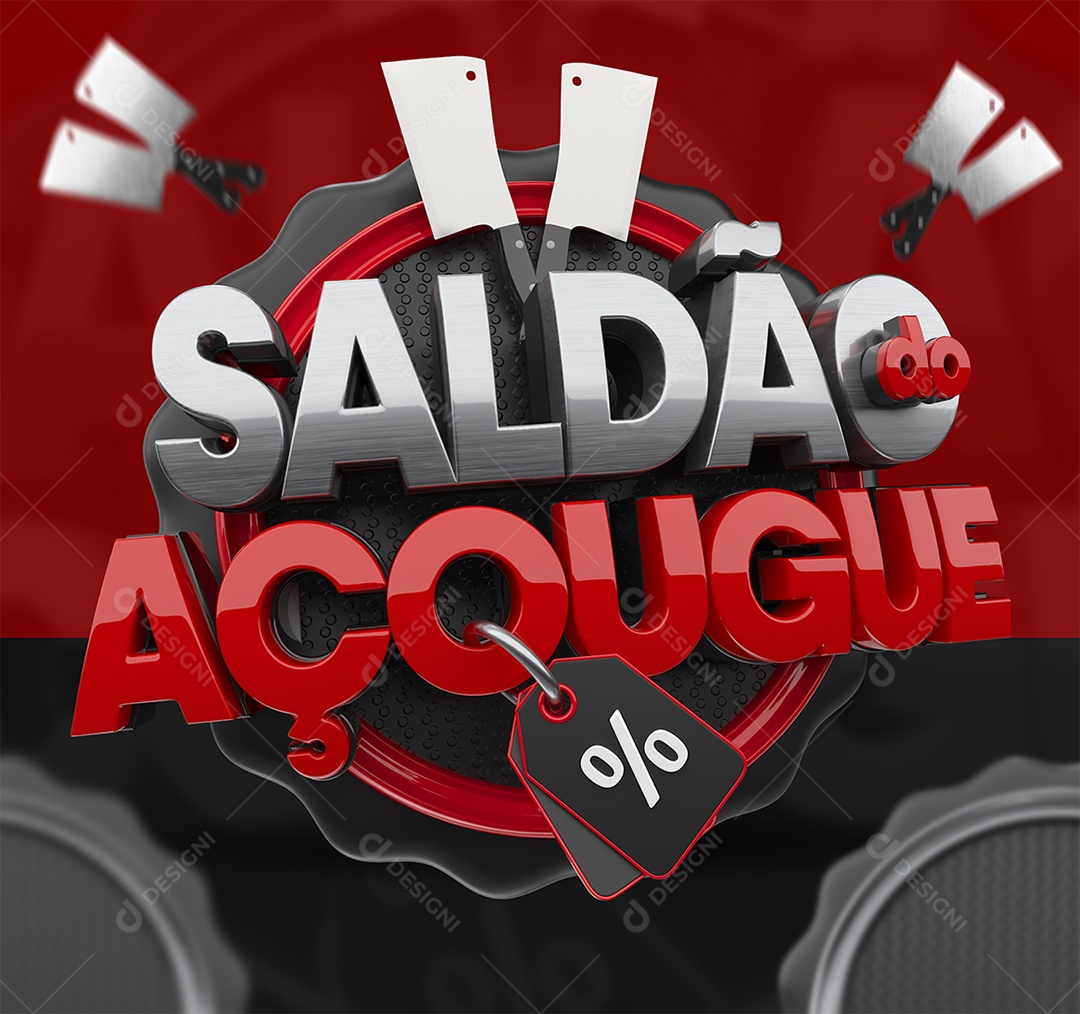 Selo 3D Saldão do Açougue Para Composição PSD