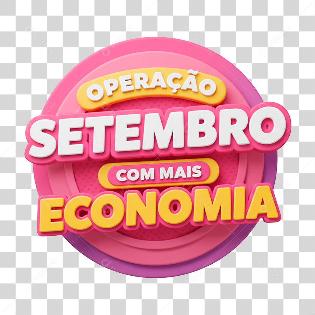 Selo 3D Operação Setembro com Mais Economia PNG Transparente