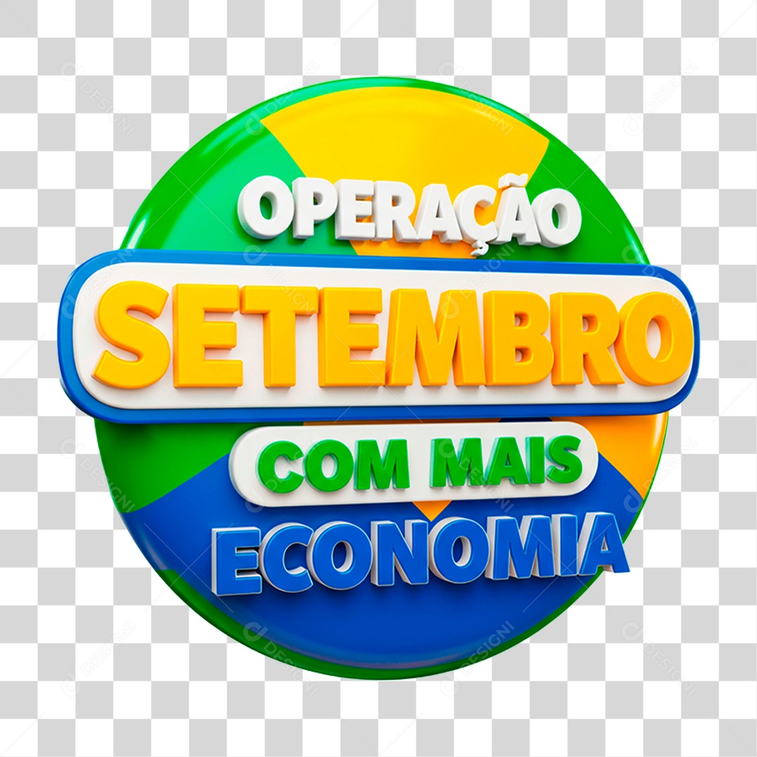 Selo 3D Operação Setembro com Mais Economia PNG Transparente