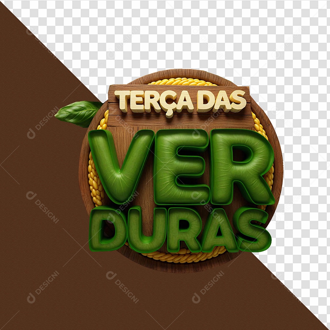 Terça das Verduras Selo 3D Para Composição PSD