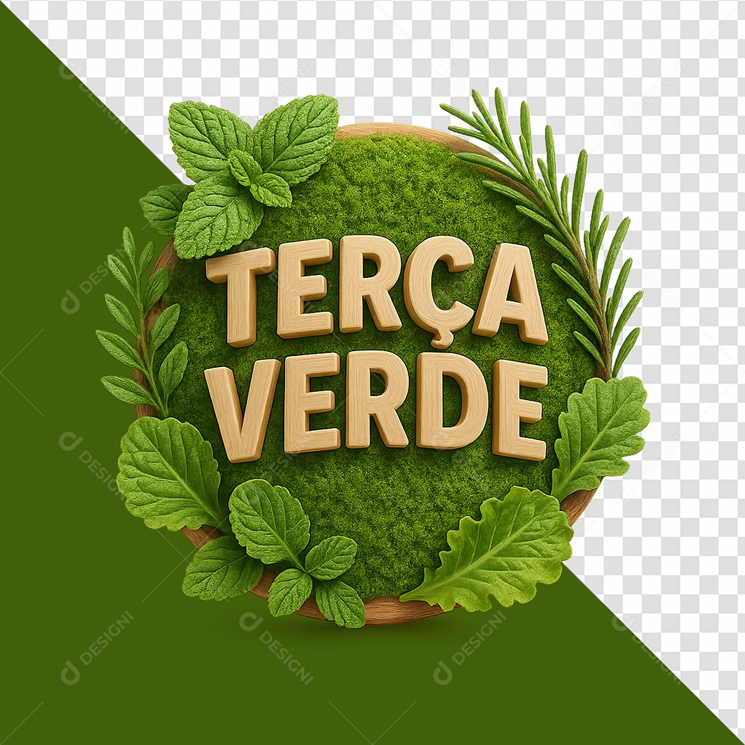Terça Verde Selo 3D Para Composição PSD