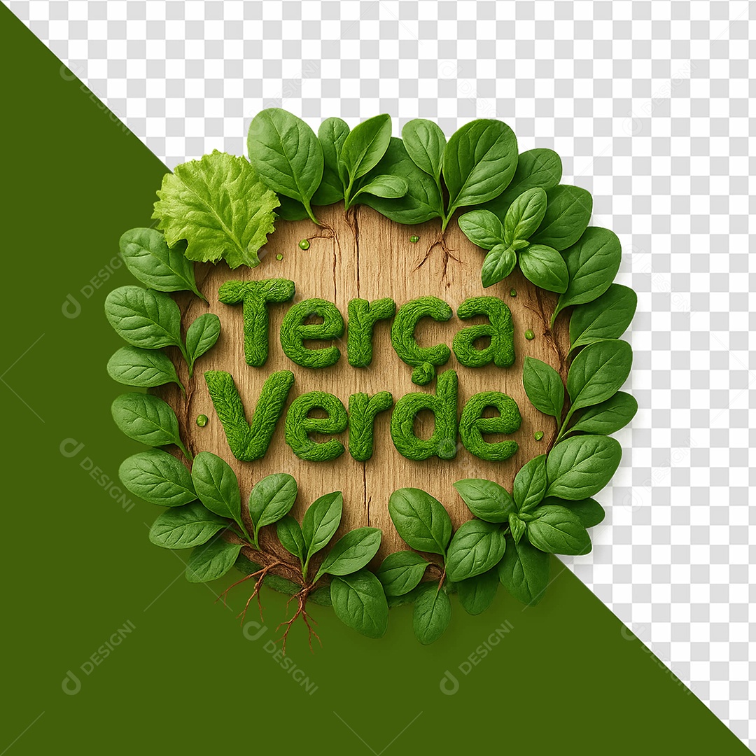 Terça Verde Selo 3D Para Composição PSD