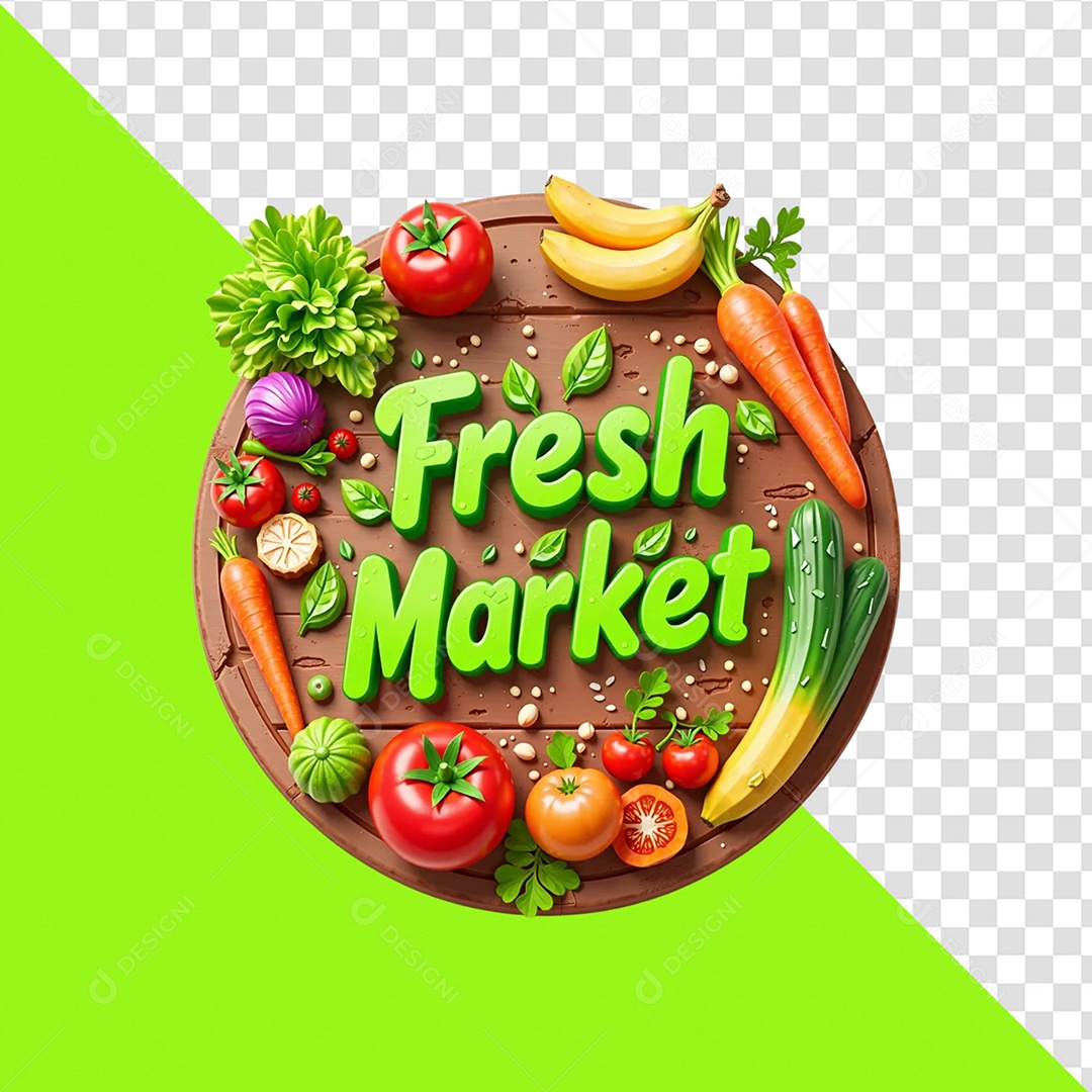 Mercado Fresco Selo 3D Para Composição PSD