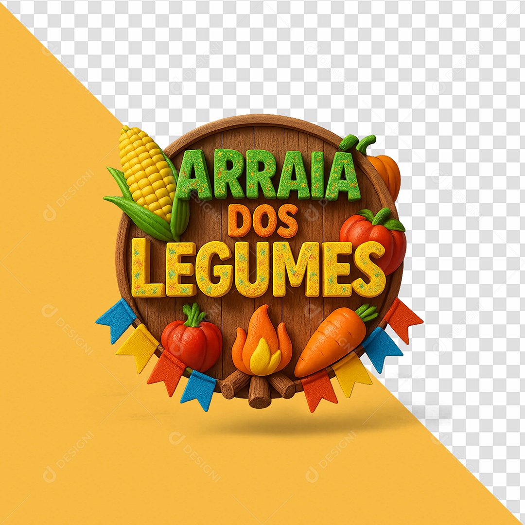 Arraiá Dos Legumes Selo 3D Para Composição PSD