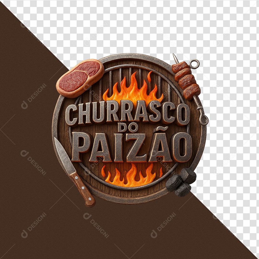 Churrasco do Paizão Selo 3D Para Composição PSD