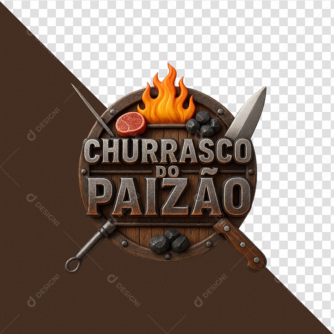 Churrasco do Paizão Selo 3D Para Composição PSD