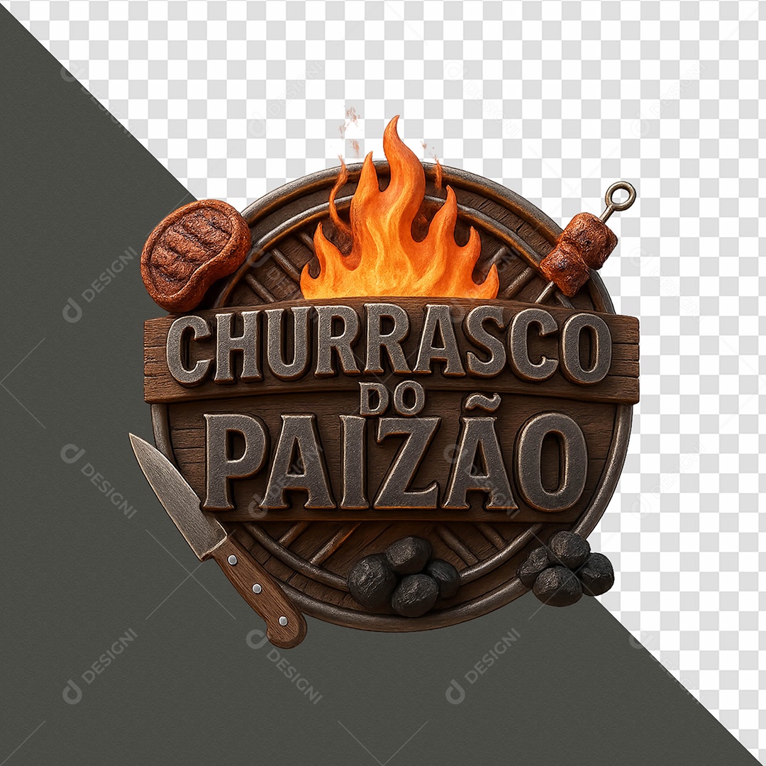 Churrasco do Paizão Selo 3D Para Composição PSD