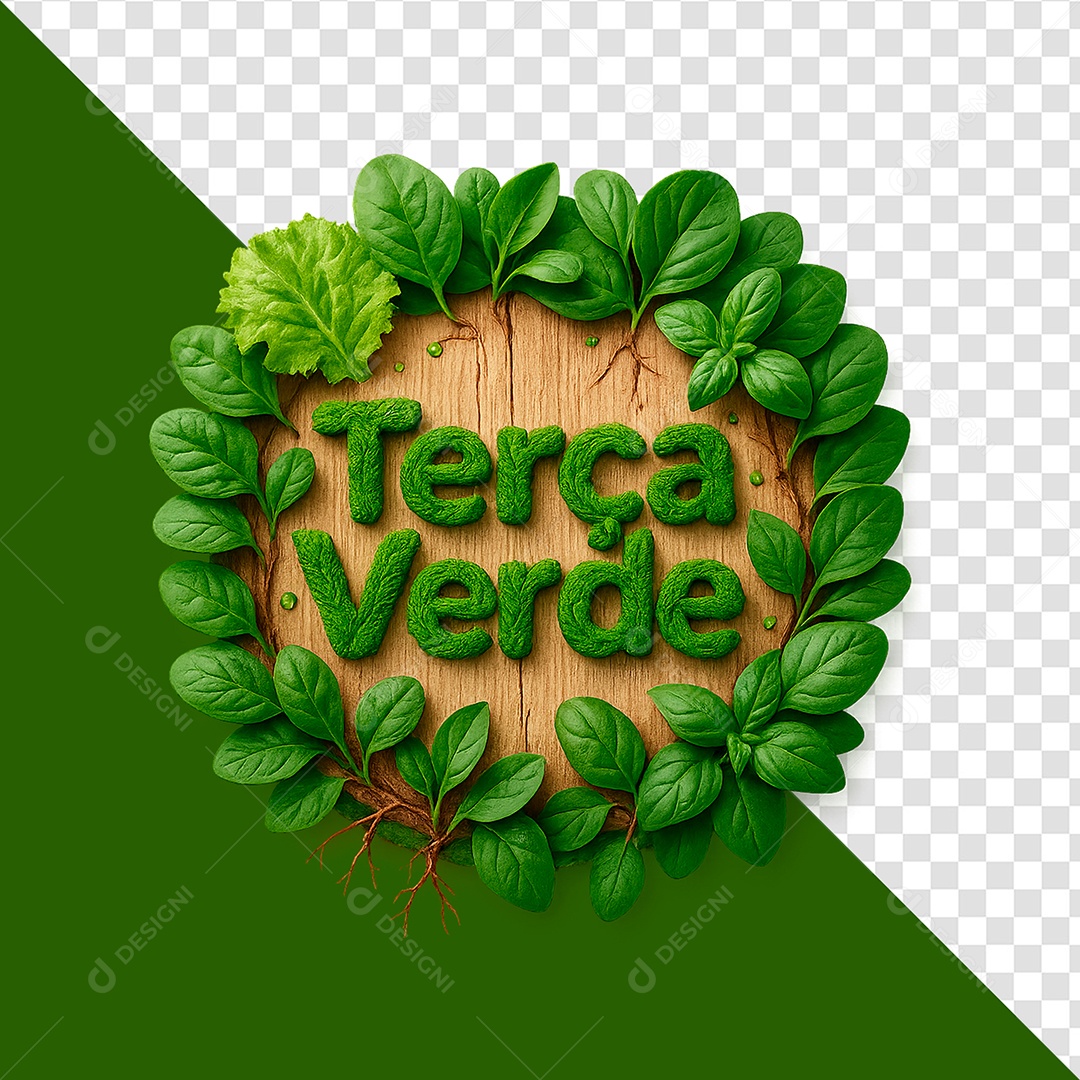Selo 3D Terça Verde Para Composição PSD
