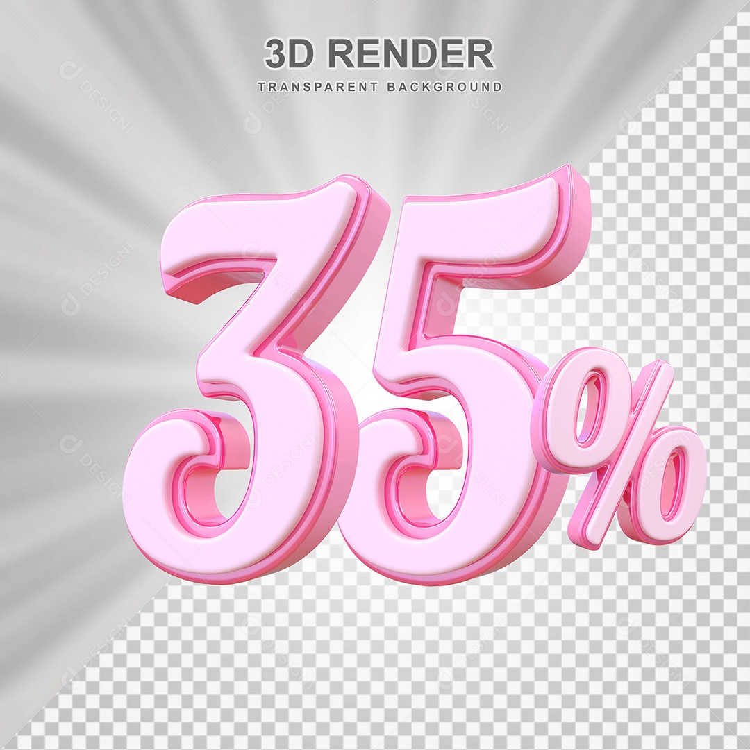 Elemento 3D Número 35% Rosa Para Composição PSD