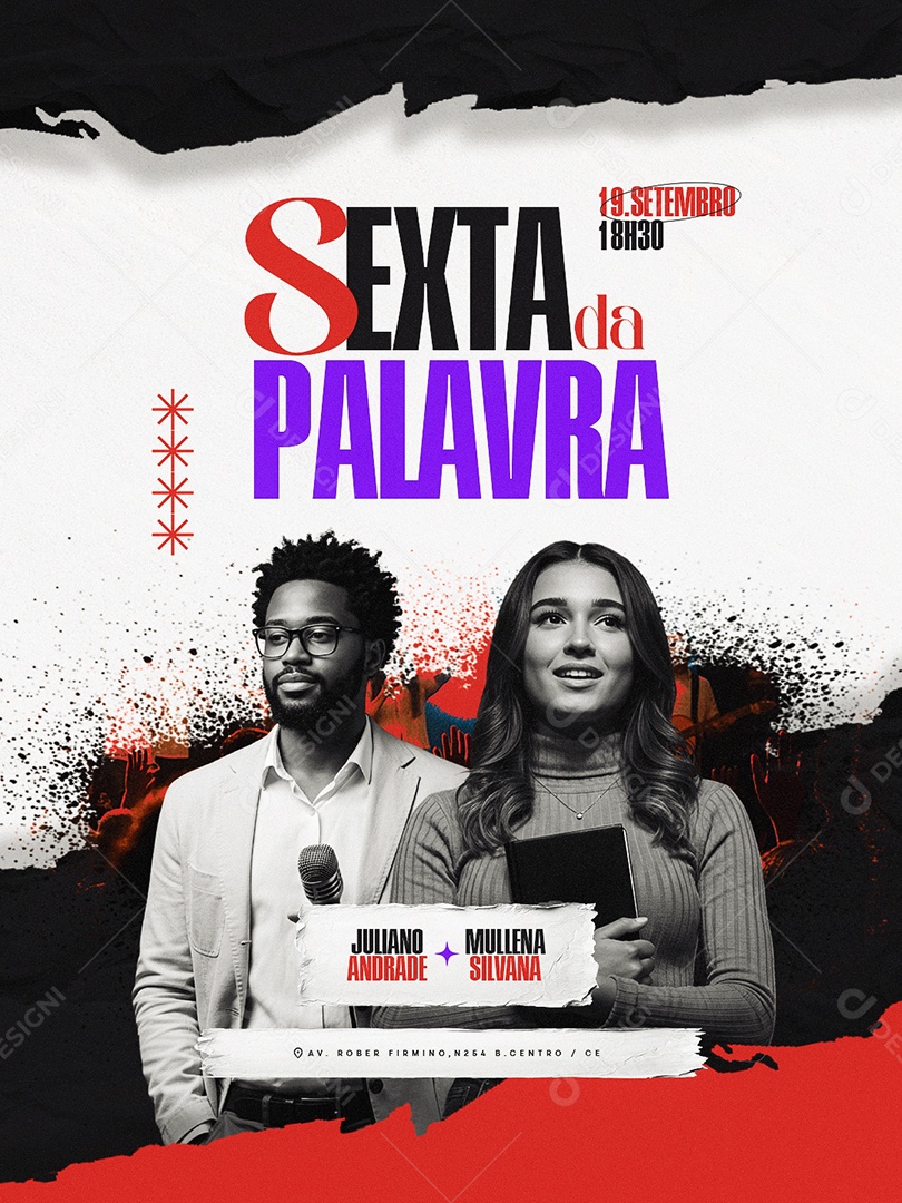 Flyer Gospel Sexta da Palavra Social Media PSD Editável