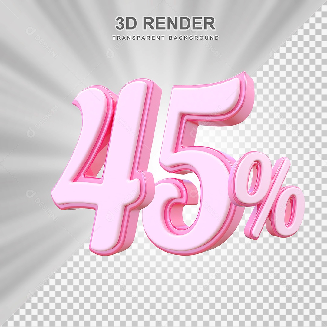 Elemento 3D Número 45% Rosa Para Composição PSD
