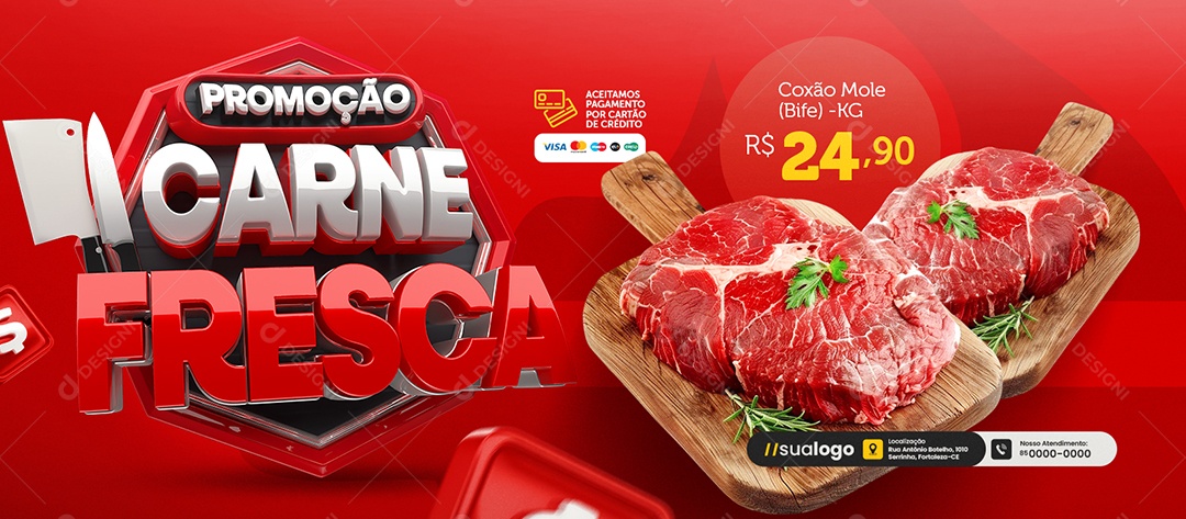 Banner Açougue Carne Freca Social Media PSD Editável