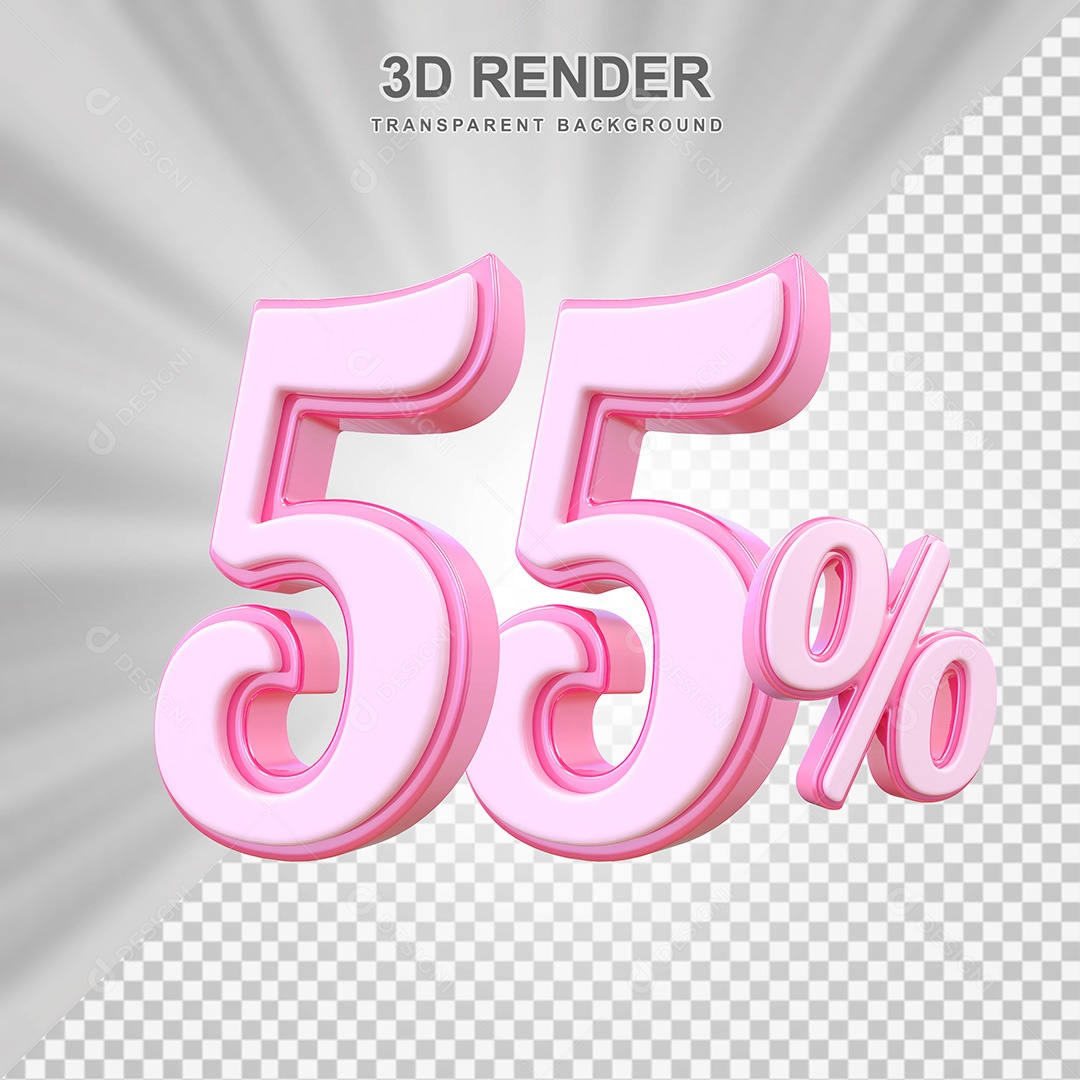 Elemento 3D Número 55% Rosa Para Composição PSD