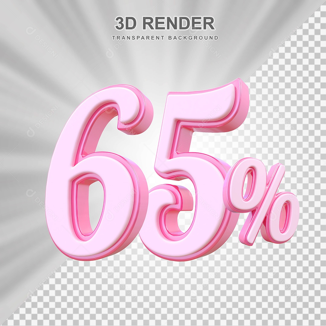 Elemento 3D Número 65% Rosa Para Composição PSD