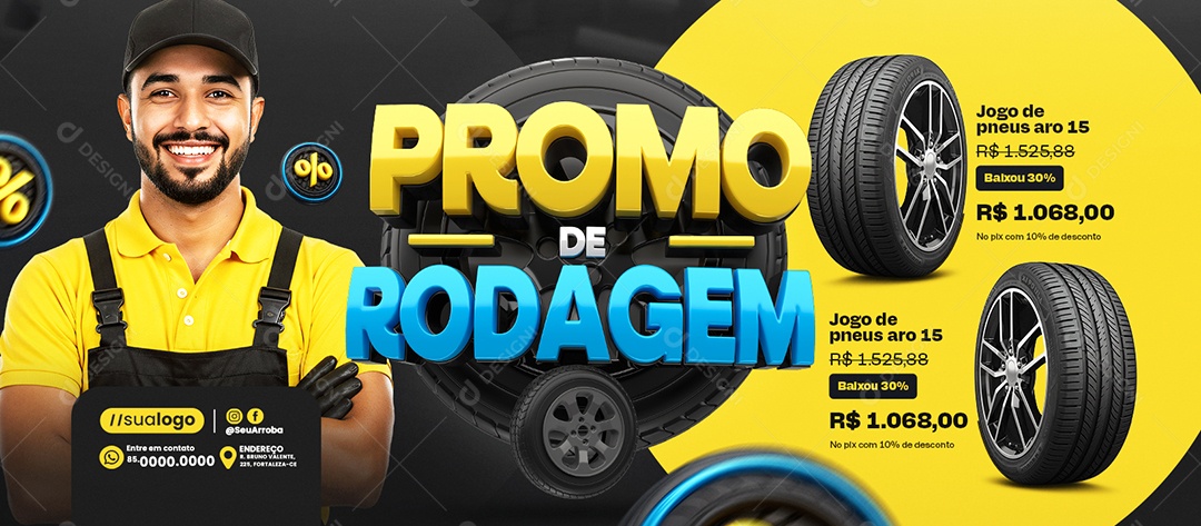Banner Promo da Rodagem Loja de Pneus Social Media PSD Editável