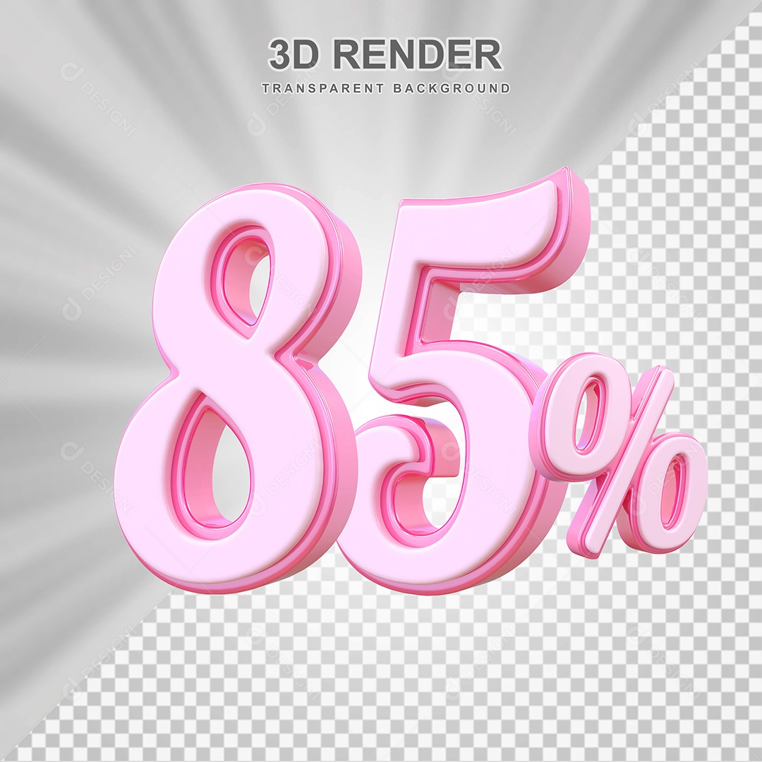 Elemento 3D Número 85% Rosa Para Composição PSD