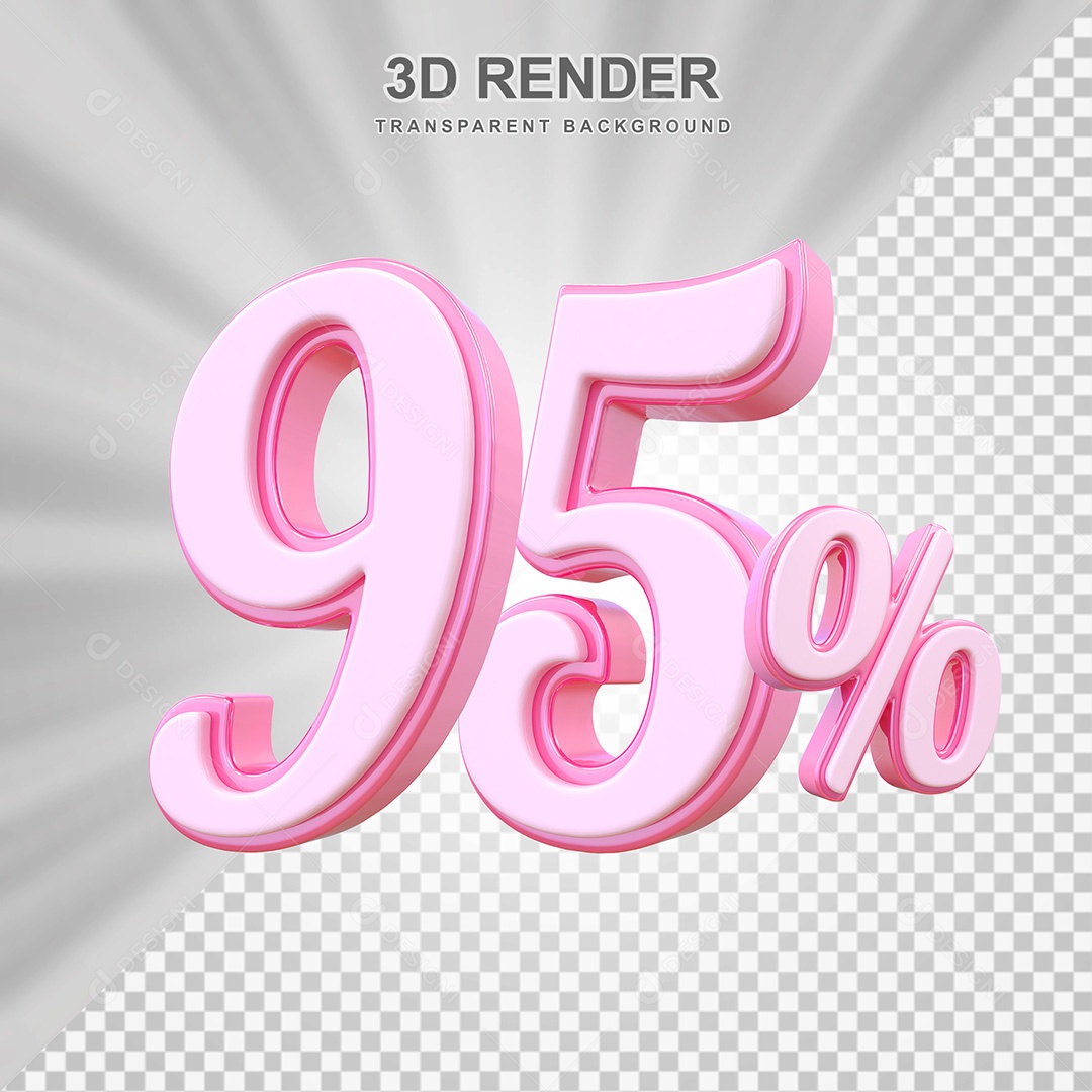 Elemento 3D Número 95% Rosa Para Composição PSD
