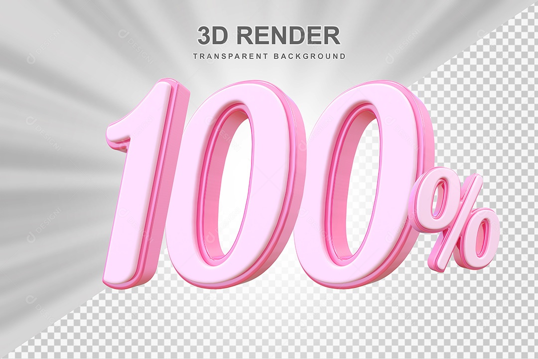 Elemento 3D Número 100% Rosa Para Composição PSD