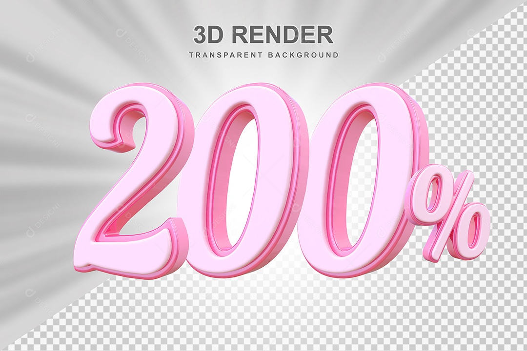 Elemento 3D Número 200% Rosa Para Composição PSD