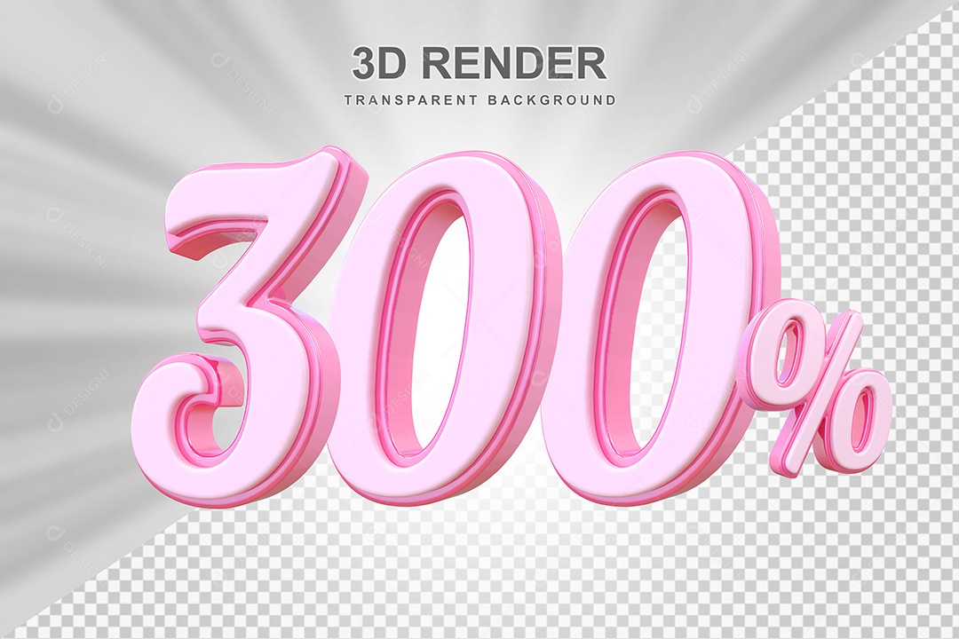 Elemento 3D Número 300% Rosa Para Composição PSD