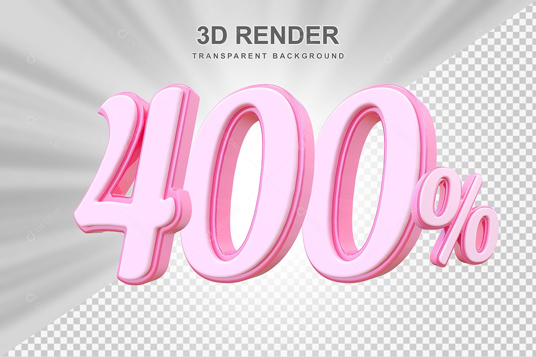 Elemento 3D Número 400% Rosa Para Composição PSD