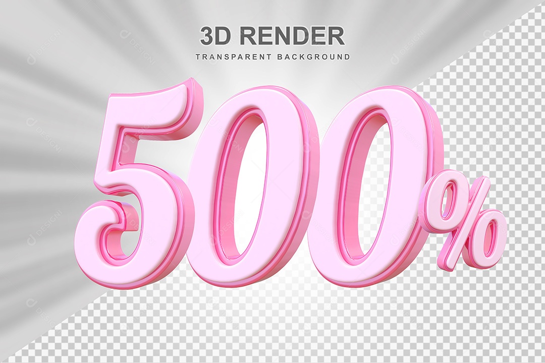 Elemento 3D Número 500% Rosa Para Composição PSD