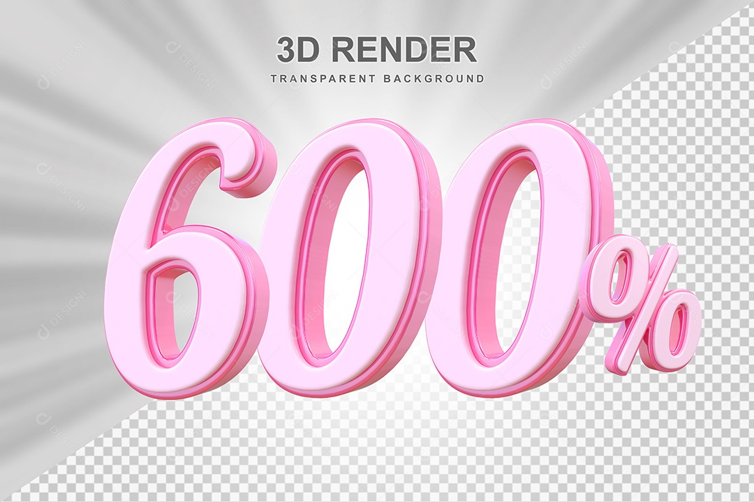 Elemento 3D Número 600% Rosa Para Composição PSD