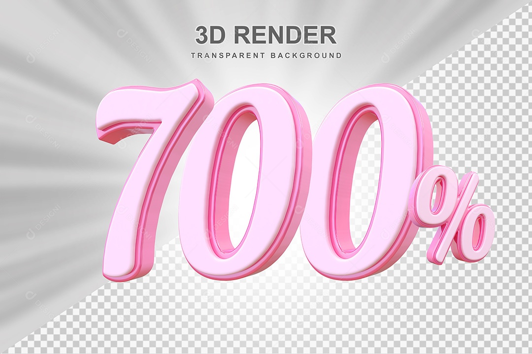 Elemento 3D Número 700% Rosa Para Composição PSD